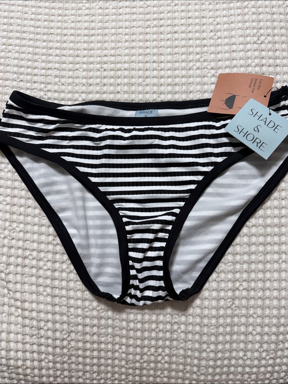 Shade & Shore Black and White Striped Bikini Bottoms